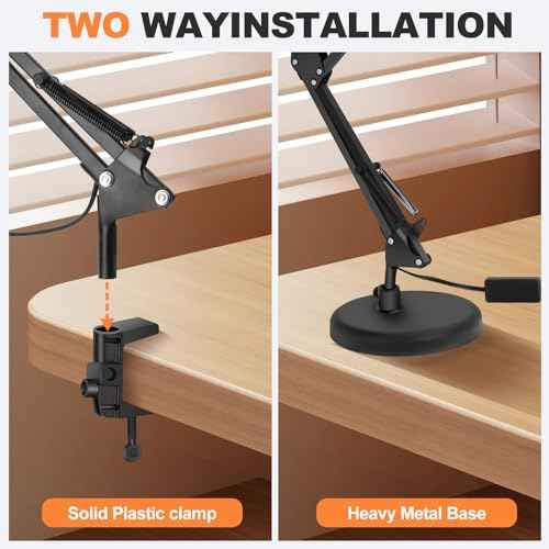 Metal Desk Lamp with Clamp, Clip Desk Lights for Home Office, Work, Study, Reading, Multi-Joint, Black£¬Swing Arm, Adjustable Gooseneck Table Lamp