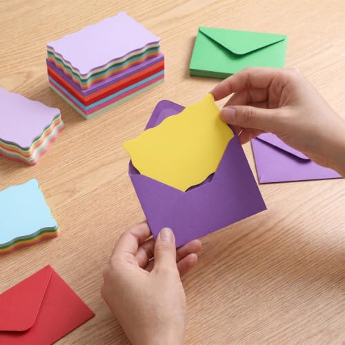 Multicolored 120 Pack Mini Envelopes with Blank Cards for Gift & Event Use
