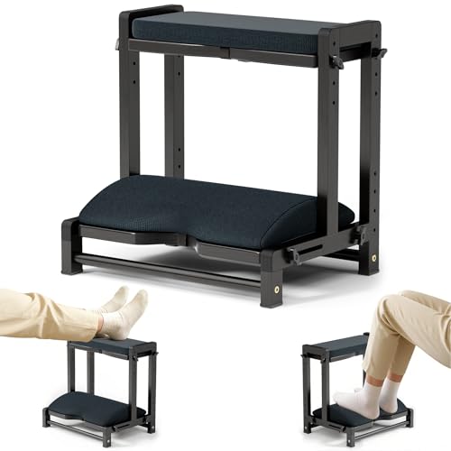 Atoping Double Step Foot Rest Under Desk, 4-Height Black Ergonomic Footrest