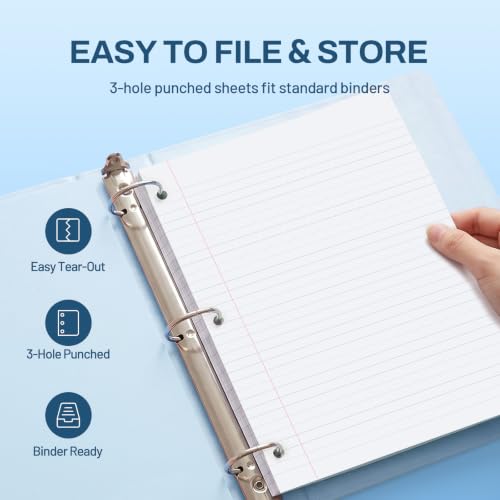 SUNEE Black College Ruled Notebook 400 Pages, 9x11 with 5 Dividers & 3-Hole Punched