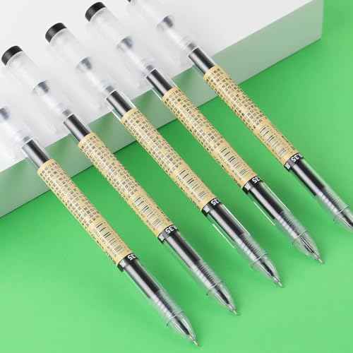 RIANCY Black Gel Ink Pens, 0.35mm Extra Fine Point Tip Smooth Writing Rollerball Pens, Japanese Style No Smudge Ballpoint Pen, Quick Drying for Journaling Office School Stationery Supplies 12pcs