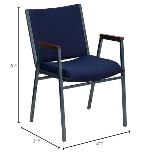 Flash Furniture Hercules Navy Patterned Fabric Stack Chair with Arms (Set of 1)
