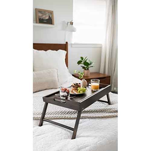 ROSSIE HOME Extra Large Bamboo Bed Tray, Lap Tray, Lap Desk with Phone Holder - Fits up to 17.3 Inch Laptops and Most Tablets - Java - Style No. 78112