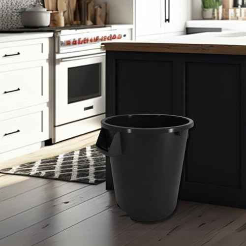 SPARTA Bronco Waste Container Trash Container, Round Trash Bin for Disposal, 10 Gallons, Black