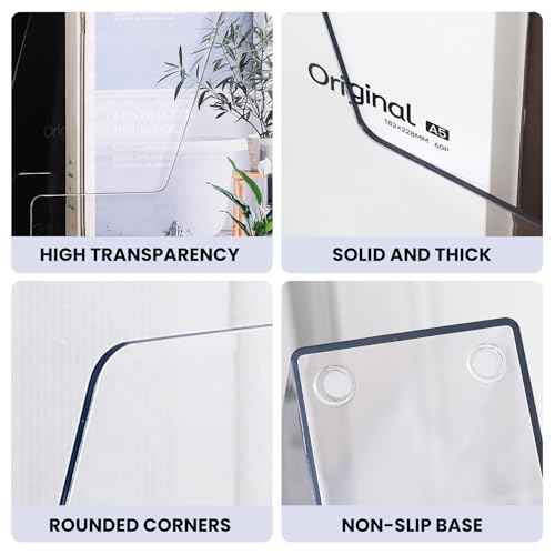 Vertical Magazine File Holder, Clear File Organizer Desk Organizer and Storage Bins Holding for Magazines, Binders, Notebooks, Envelopes, Plastic Office Organization and Storage for Desk, 4 pack