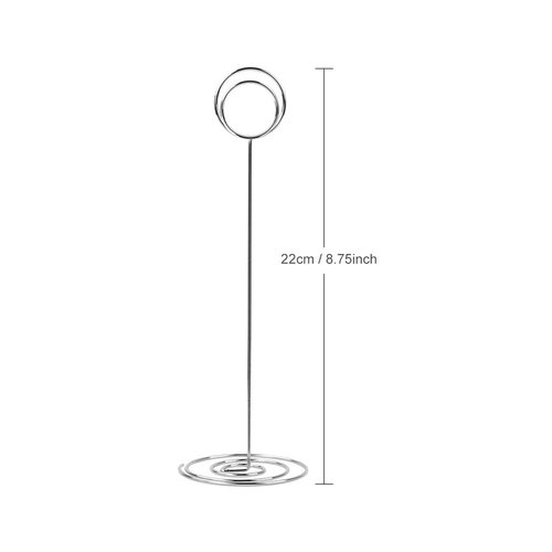 Radezon 10 Pack 8.75 inch Tall Table Number Holders Place Card Holder Table Picture Holder Wire Photo Holder Clips Picture Memo Note Photo Stand (Silver)