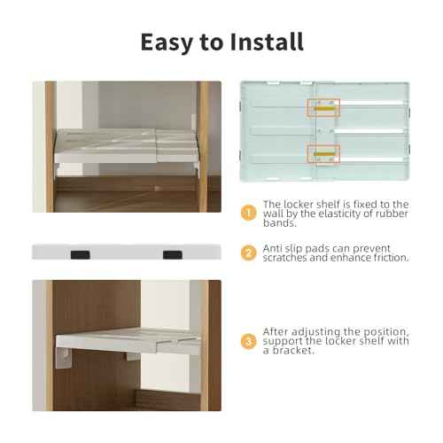Adjust-A-Shelf Locker Shelf, Extends to Fit Your Locker, Easy to Use, Perfect for School, Office, Gym, (2, White)