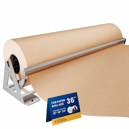 DIY CREW 36 Inch Silver Paper Roll Dispenser & Cutter for Kraft & Butcher Paper