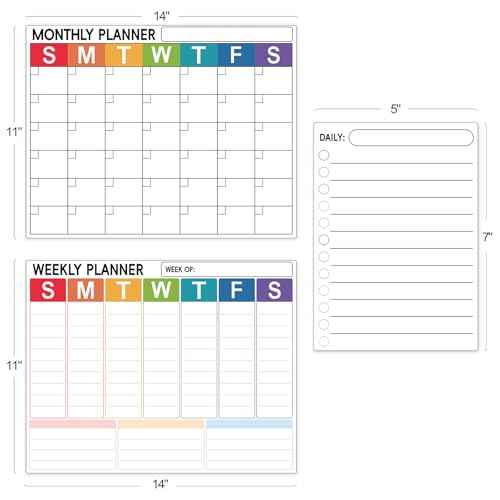 3 Pack Dry Erase Magnetic Calendar for Refrigerator - Monthly & Weekly & Daily Planner Magnet Whiteboard for Fridge Wall - Shopping, Meal/Menu, to Do List, Family Schedule Planning Board (9CO-3RIZH)