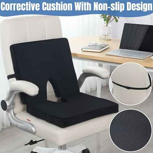 BALAPET Lumbar Support Seat Cushion,Ergonomic Lumbar Support for Posture Correction Cushion and Tailbone Pain Relief, Foldable and Portable Back Rest Coccyx Pillow for Office Chair,Car,Travel(Black)