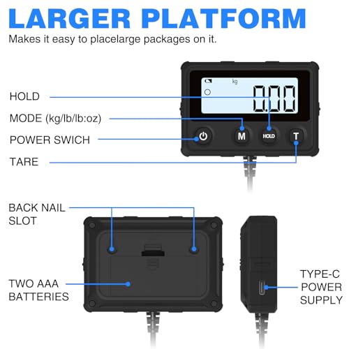 MAXUS Black Digital Shipping Scale 440LB/10g Postal & Package Weighing