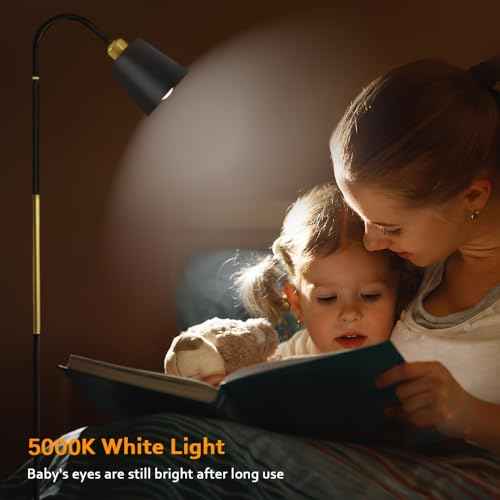 Metal Floor Lamps,3 Color with Adjustable Flexible Gooseneck Standing Lamp,Pole Reading Lamp for Office, Living Room (Black)