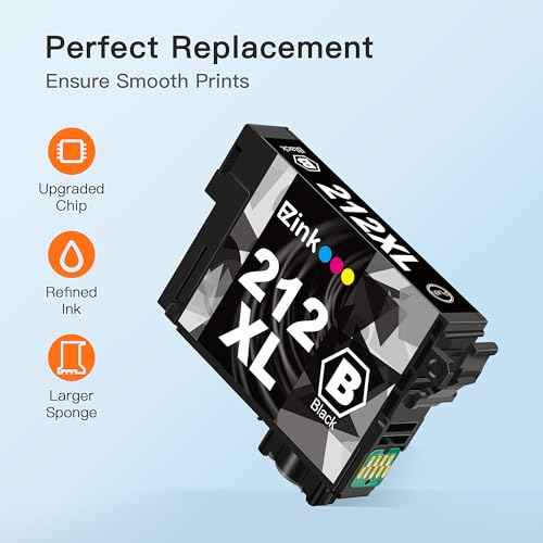 E-Z Ink Remanufactured 212XL 212 Black Ink Cartridges Replacement for Epson 212 Ink 212 XL 212xl Ink Cartridges for Epson Printer WF-2830 WF-2850 XP-4100 XP-4105 New Upgraded Chips (2 Black)