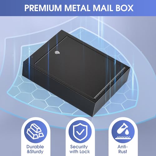 MaxGear Rectangular Metal Suggestion Box with Slot & Lock - Wall Mounted Drop Box