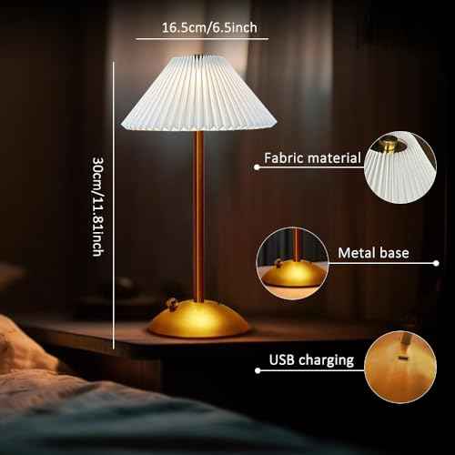 Portable LED Table Lamp with Touch Sensor, 3 Color Touch Control Rechargeable, 3-Levels Brightness Metal Desk, Bedside, Dining Room Light (White)