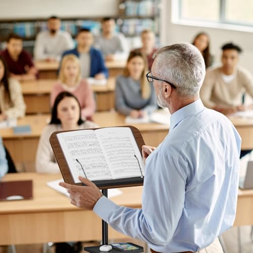 Snughome Lectern Podium Stand with Storage Tray, Height Adjustable Lectern Stand Mobile Podium, Portable Floor Standing Podium Lectern for Church, Weddings, Classroom, Speech