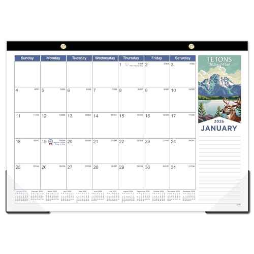 2026 Desk Calendar - Desk Calendar 2026 from Jan. 2026 - Dec. 2026, 17" x 12", 12 Months Large Monthly Calendar, Desk/Wall Calendar with Large Unruled Blocks and Julian Dates