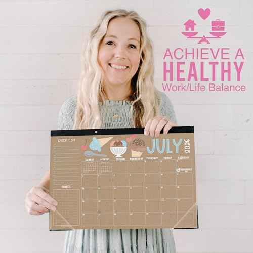 Hadley Designs Desk Calendar 2026 - Desktop Calendar 2026, 18 Month Large Desk Calendars 2026-2027, January 2026 - June 2027, Cute Kraft Theme Classroom Decor Teacher Must Haves, Designed in USA