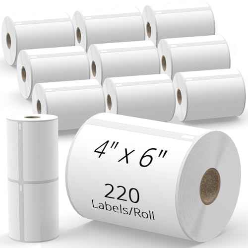 TgSmder-Thermal Shipping-Labels Compatible with Dymo-4XL 1744907 ? 12 Rolls 4x6 Shipping Labels (Not for 550, 5XL), Perforated, Total 2640 Strong Adhesive Internet Postage Label