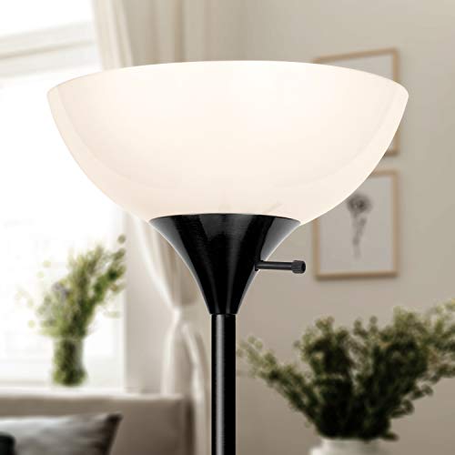 Brightech Sky Dome Dimmable LED Floor Lamp, Torchiere Floor Lamp for Living Rooms & Offices ? Tall Standing Lamp for Reading & Hobbies ? Jet Black