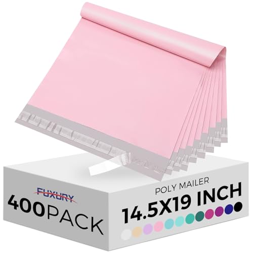 Light Pink Poly Mailers 14.5x19 Inch Bulk Shipping Bags for Clothes - 400 Pack