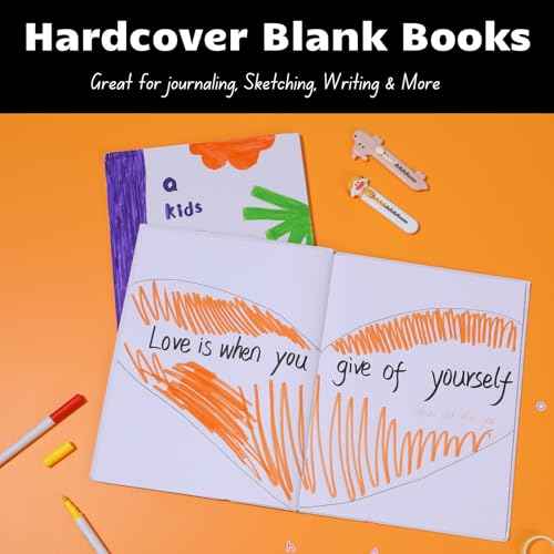 24 Count Blank Hardcover Books for Kids to Write Stories8.5x11 inch Hardcover Blank Sketchbooks Journal -Unlined Page Make Your Own Book for DIY, Classroom (18 Sheets / 36 Pages, White)