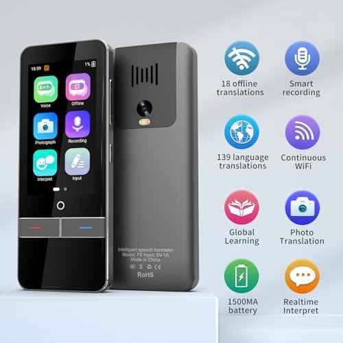 Language Translator Device, Instant Translation No WiFi Needed, Two Way Real-Time Voice Translation, Accurate Offline Recording, Photo Translation for Travel, Business, and Study (F6)