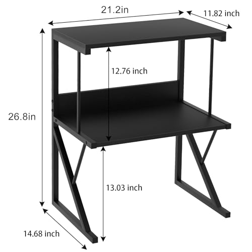 aboxoo Printer Stand for Desk, Desktop Printer Shelf Large 3-Tier Multi-Purpose Office Organization Shelves for Home Office, Black