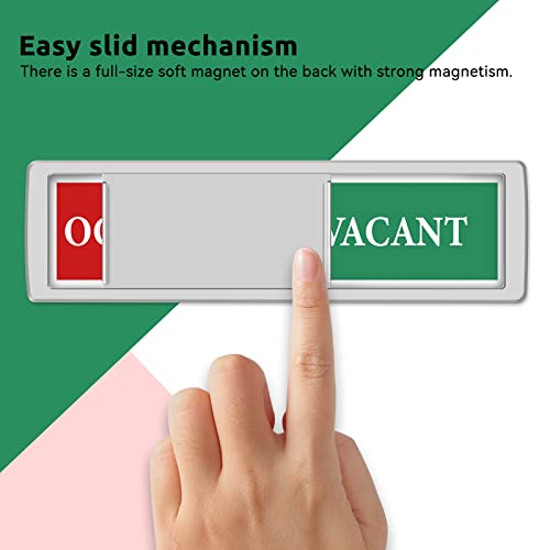 K KitchenTour Vacant Occupied Privacy Sign - Silver, Magnetic Door Indicator 1-1