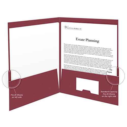 The Gallery Collection, 25 Count, Burgundy, Estate Planning Documents Pocket Folders, Gold Foil Stamped, for Legal Professionals (9 x 12)