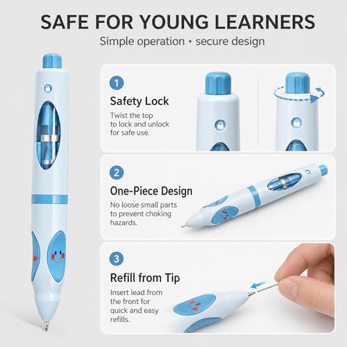 Noelen Gad Write Right Learning Pencil with Posture Correction & Auto Refill - Blue