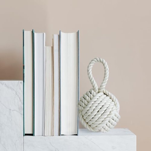 FUVLFAL 3 Pcs Decorative Door Stop Rope Knot, Nautical Large Heavy Stopper for Bedroom, Living Room Door, Window Wedge, Bookend 5.9 inch (Ivory)