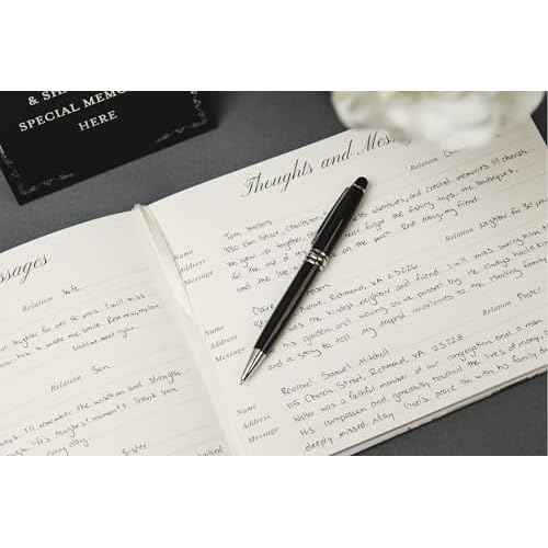 Cross Hardcover Funeral Guest Book - 9.5 x 7 Celebration of Life Guestbook for Memorial Service with 5x7 Paper Sign, Pen, Black Photo Corner Stickers