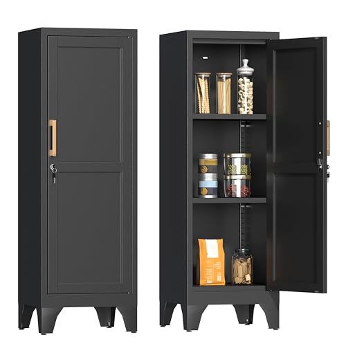46" H Metal Locker Cabinet with Door and 2 Adjustable Shelves (Black) – Coolsun