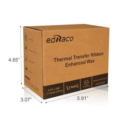 8 Rolls Desktop Thermal Transfer Ribbons -Enhanced Wax, 4.33" x 298'(110mm x 91m), 0.5¡± Core, for Zebra Desktop Printer