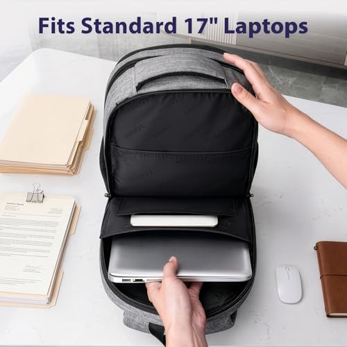 Grey 17 Inch TSA Approved Travel Laptop Backpack for Men & Women