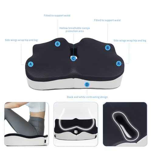 CXC Premium Seat Cushion: Orthopedic Memory Foam for Long Sitting - Tailbone Pain Relief | Extra Large Cooling Gel Chair Cushion for Office, Car, Wheelchair, Gaming | Desk Chair Comfort Ergonomic Pad