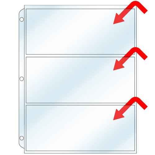StoreSMART - Collector's Envelope Page for 3-Ring Binders - Three 3 1/2" x 8 1/2" Pockets - Holds 3 Envelopes - Clear Vinyl - 25 Pack - MC29-25