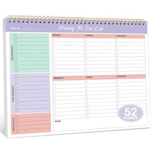 Weekly To Do List Notepad with 52 Undated Sheets£¨8.5"¡¿11"£©- Weekly Desk Planner for Women & Man, Work and Home - Violet Dream