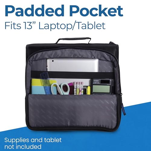 Case-it School Zipper Binder 2 Inch O-Rings Jet Black 1 Pack - Holds 350 Sheets