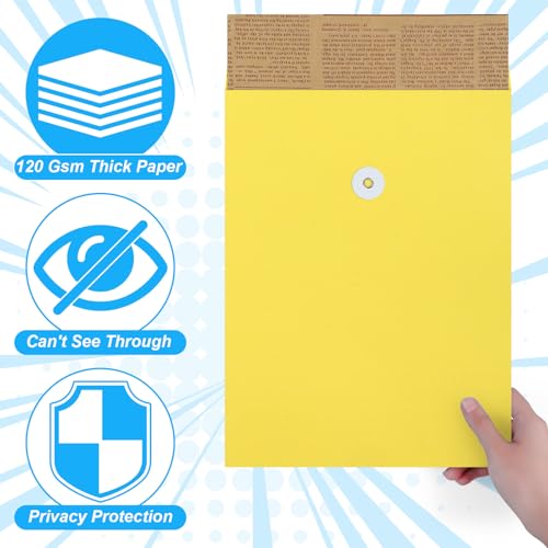 Fullhawl 100 Pcs Interoffice Envelopes with String Tie Closure 9x12 Inches Colored Mailing Files for Office & Business
