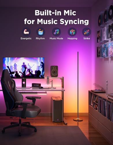 Govee RGBIC Floor Lamp 53.7in Black 1000lm Smart Corner LED Light