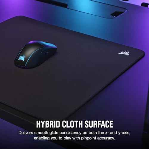 Corsair MM500 v2 Hybrid Cloth Gaming Large Mouse Pad ? 45cm x 40cm ? Spill-Proof Coating ? Anti-Fray Stitched Edges ? Non-Slip Rubber Base ? Black