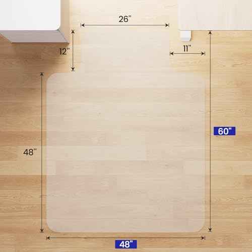 Delamu Chair Mat for Hardwood Floor, 48"¡¿60" Large Clear Office Desk Mat for Rolling Chairs, Computer Gaming Under Desk Floor Protector for Home Office
