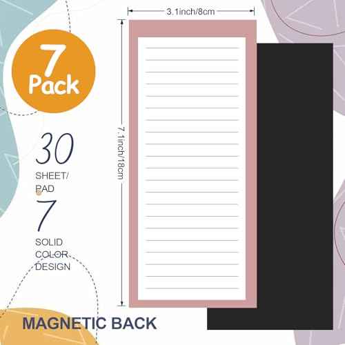 AZUREAL 7 Pack Magnetic Notepads for Refrigerator, 30 Pages/Book Grocery List Magnet Pad for Fridge, Design Magnetic Grocery List Pad for Fridge, Grocery List Notepad, To-Do Memos, List