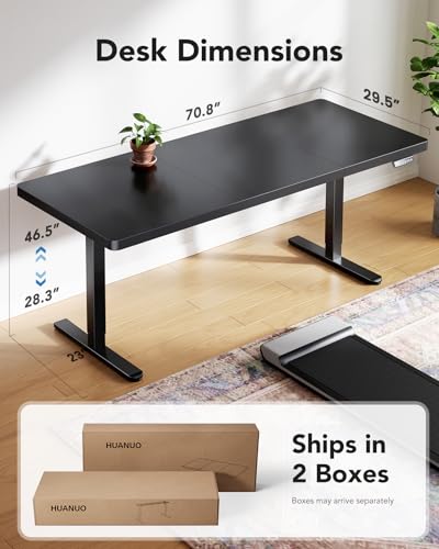 HUANUO 71 x 30 Inch Electric Standing Desk with Brushless Motor, Black