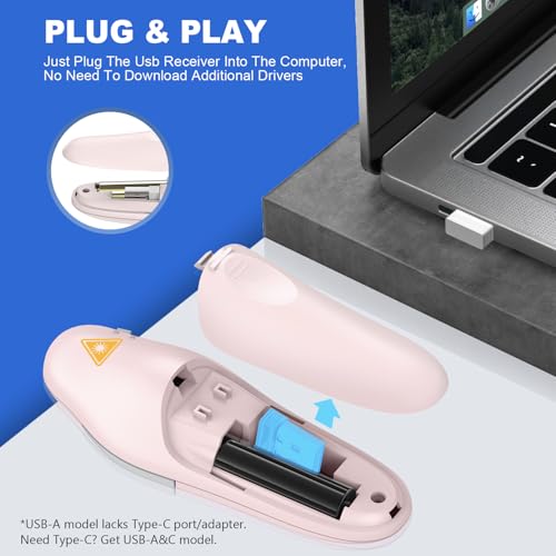QUI Pink Wireless Presentation Clicker with Red Light - A Version