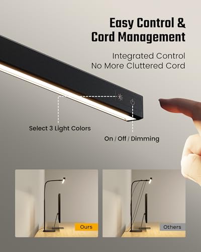 SUPERDANNY Stable Base Black LED Desk Lamp for Home Office - Eye-Caring