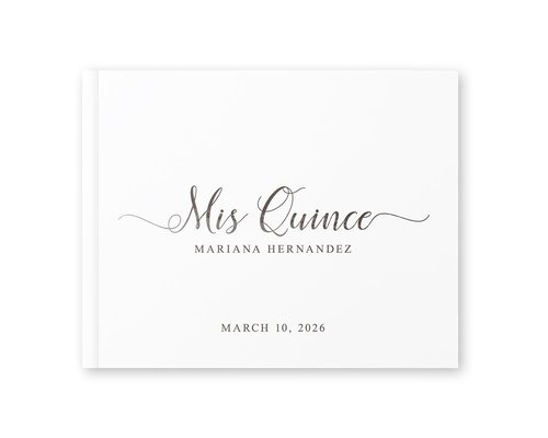 Quinceañera Guestbook, Personalized Mis Quince Photo Album, Sweet 15 Birthday Gift, Color Choices, Custom Book - White Silver (10x8)