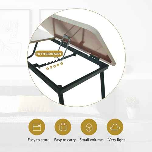 Bed Desk for Laptop, Foldable Laptop Table for Bed and Sofa, Bed Trays for Eating and Laptops with Cup Holder, 5 Levels of Adjustable Height